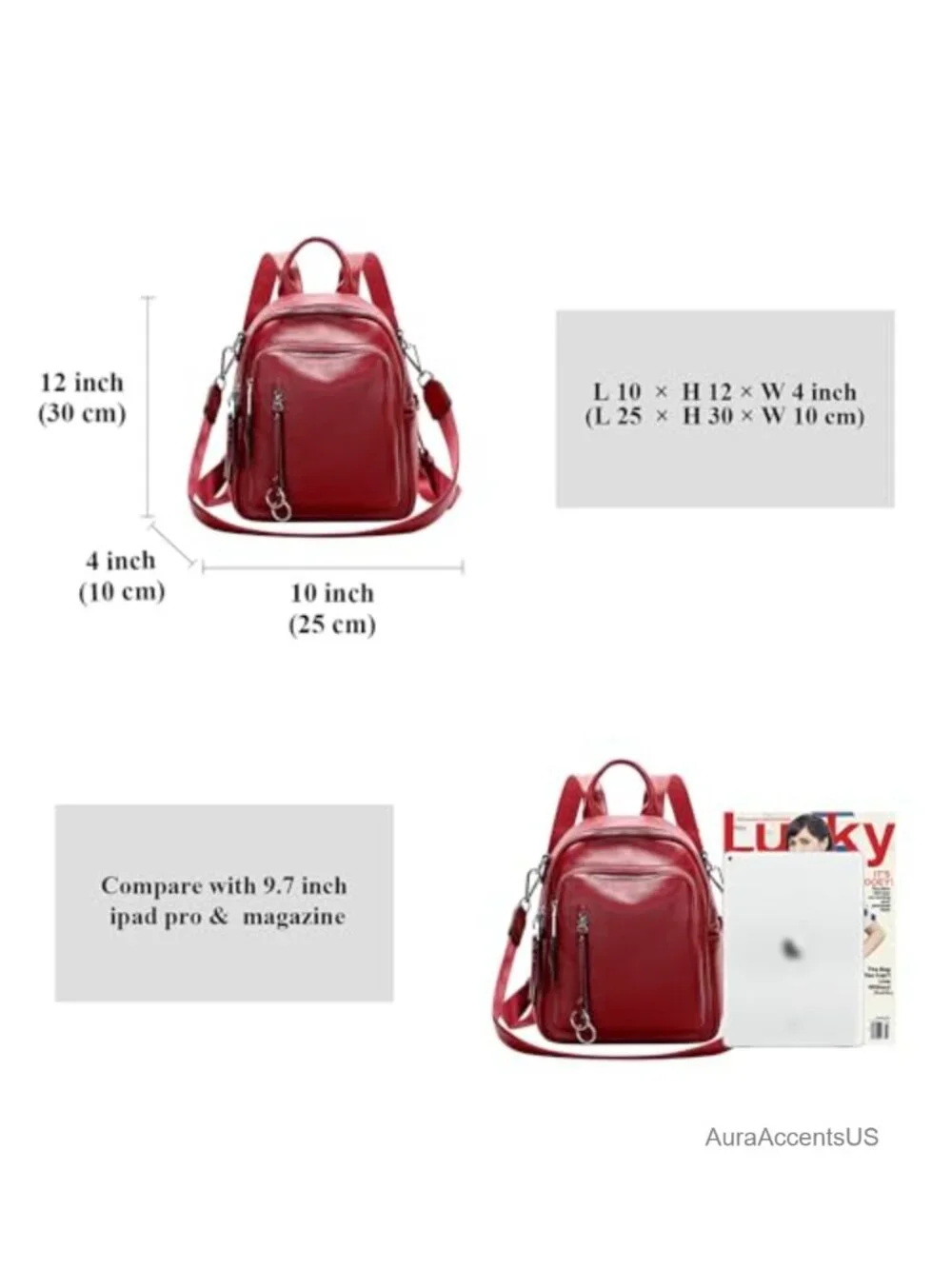 Genuine Leather Convertible Daypack for Women Holds iPad Travel Work